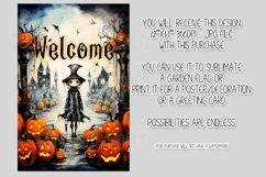 Halloween Garden Flag, Watercolor Halloween Welcome Flag Product Image 2