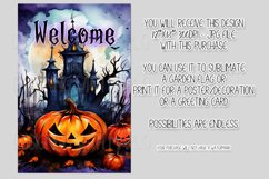 Halloween Garden Flag, Watercolor Halloween Welcome Flag Product Image 2