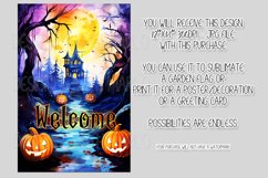 Halloween Garden Flag, Watercolor Halloween Welcome Flag Product Image 2