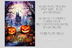 Halloween Garden Flag, Watercolor Halloween Welcome Flag Product Image 2