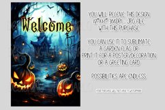 Halloween Garden Flag, Watercolor Halloween Welcome Flag Product Image 2