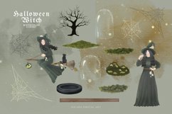 Watercolor Halloween Witch clipart bundle PNG Product Image 12