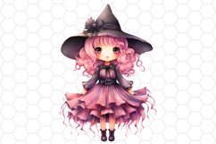 Watercolor Halloween Witch Clipart Sublimation