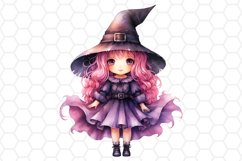 Watercolor Halloween Witch Clipart Sublimation
