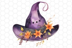 Watercolor Halloween Witch Hat Clipart Sublimation