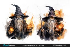 Watercolor Halloween Wizards Exquisite Clipart Product Image 1