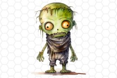 Watercolor Halloween Zombie Sublimation Clipart