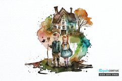 Watercolor Hansel and Gretel PNG Clipart Product Image 1