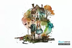 Watercolor Hansel and Gretel PNG Clipart Product Image 1