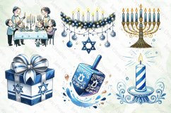 Watercolor Hanukkah Sublimation Clipart Product Image 2
