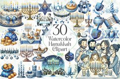 Watercolor Hanukkah Sublimation Clipart Product Image 1
