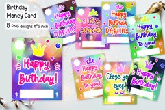 watercolor happy birthday money card printable design