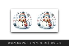 Watercolor happy cute jolly Christmas snowman scarf hat snowflakes print 20 oz tumbler skinny mug wrap clipart t-shirt sublimation printable design