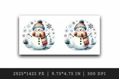 Watercolor happy cute jolly Christmas snowman scarf hat snowflakes print 20 oz tumbler skinny mug wrap clipart t-shirt sublimation printable design