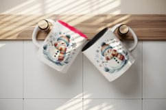 Watercolor happy cute jolly Christmas snowman scarf hat snowflakes print 20 oz tumbler skinny mug wrap clipart t-shirt sublimation printable design