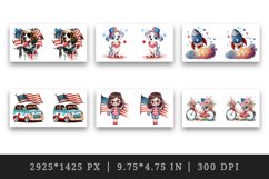 Watercolor happy cute patriotic print with American flag print Fourth 4th of july Independence Day USA design wrap sublimation bundle for customize