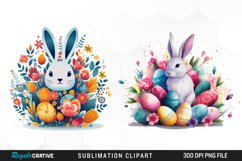 Watercolor Happy Easter PNG Set Clipart Product Image 1