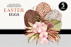 Watercolor Easter egg clipart, Easter sublimation, floral Easter png, Watercolor floral bouquets, leopard Easter sublimation, easter eggs clipart, easter greeting card, spring flowers png, watercolor easter, floral bouquet , leopard print, my first Easter