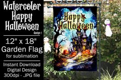 Halloween Garden Flag, Watercolor Happy Halloween Flag Product Image 1