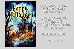 Halloween Garden Flag, Watercolor Happy Halloween Flag Product Image 2