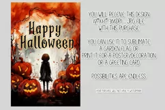 Halloween Garden Flag, Watercolor Happy Halloween Flag Product Image 2