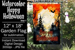 Halloween Garden Flag, Watercolor Happy Halloween Flag Product Image 1
