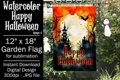 Halloween Garden Flag, Watercolor Happy Halloween Flag Product Image 1