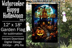 Halloween Garden Flag, Watercolor Happy Halloween Flag Product Image 1