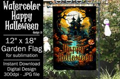 Halloween Garden Flag, Watercolor Happy Halloween Flag Product Image 1