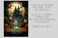 Halloween Garden Flag, Watercolor Happy Halloween Flag Product Image 2
