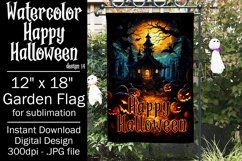 Halloween Garden Flag, Watercolor Happy Halloween Flag Product Image 1