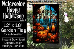 Halloween Garden Flag, Watercolor Happy Halloween Flag Product Image 1