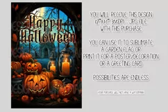 Halloween Garden Flag, Watercolor Happy Halloween Flag Product Image 2