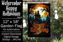 Halloween Garden Flag, Watercolor Happy Halloween Flag Product Image 1