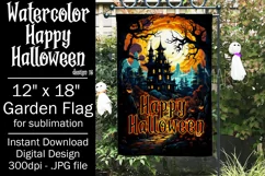 Halloween Garden Flag, Watercolor Happy Halloween Flag Product Image 1