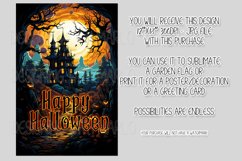 Halloween Garden Flag, Watercolor Happy Halloween Flag Product Image 2