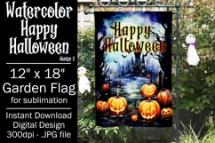 Halloween Garden Flag, Watercolor Happy Halloween Flag Product Image 1