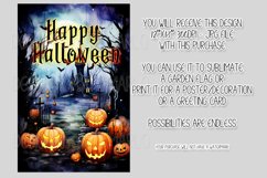 Halloween Garden Flag, Watercolor Happy Halloween Flag Product Image 2