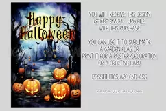 Halloween Garden Flag, Watercolor Happy Halloween Flag Product Image 2