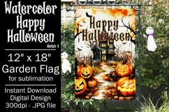 Halloween Garden Flag, Watercolor Happy Halloween Flag Product Image 1