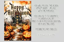 Halloween Garden Flag, Watercolor Happy Halloween Flag Product Image 2