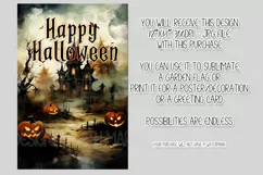 Halloween Garden Flag, Watercolor Happy Halloween Flag Product Image 2