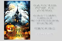 Halloween Garden Flag, Watercolor Happy Halloween Flag Product Image 2