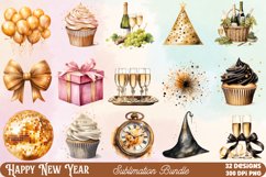 Watercolor Happy New Year Clipart Bundle, Happy New Year Clipart, Happy New Year Clipart Bundle, Happy New Year Watercolor, Watercolor Happy New Year, Happy New Year Sublimation, Happy New Year, Happy New Year Clip Art, Happy New Year Sublimation Designs,