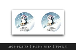 Watercolor happy penguin sliding down hill sled Merry Christmas quote print 20 oz tumbler skinny mug wrap clipart t-shirt sublimation printable design