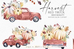 Watercolor fall truck clipart, Pumpkin harvest farm png 033 Product Image 1