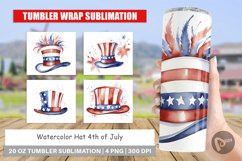 Tumbler Sublimation Wrap Watercolor Hat Patriotic Product Image 1