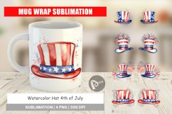 Mug Wrap Design Watercolor Hat Patriotic Product Image 1
