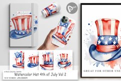 Digital Paper Watercolor Hat Patriotic Product Image 1