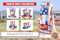 Tumbler Sublimation Wrap Watercolor Hat Patriotic Product Image 1